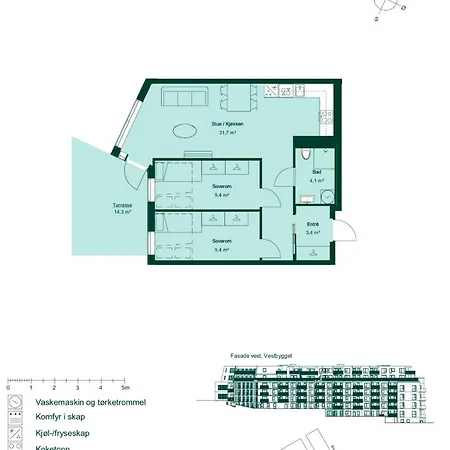 Brand-new 2025 Sunny Private Terrace - By The Sea Apartment Bergen